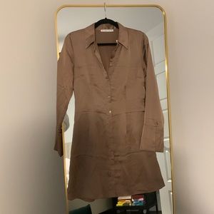 NWT Abercrombie Silky Shirt Dress, Light Brown